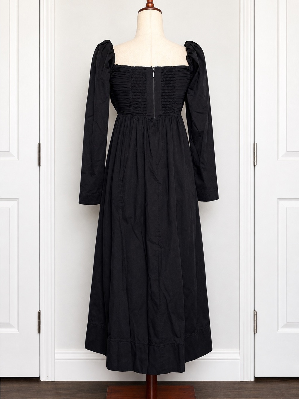Aje Valentina Bow Midi Dress Black Cotton Poplin Puff Sleeve US 6 AU 10 - Picture 4 of 12